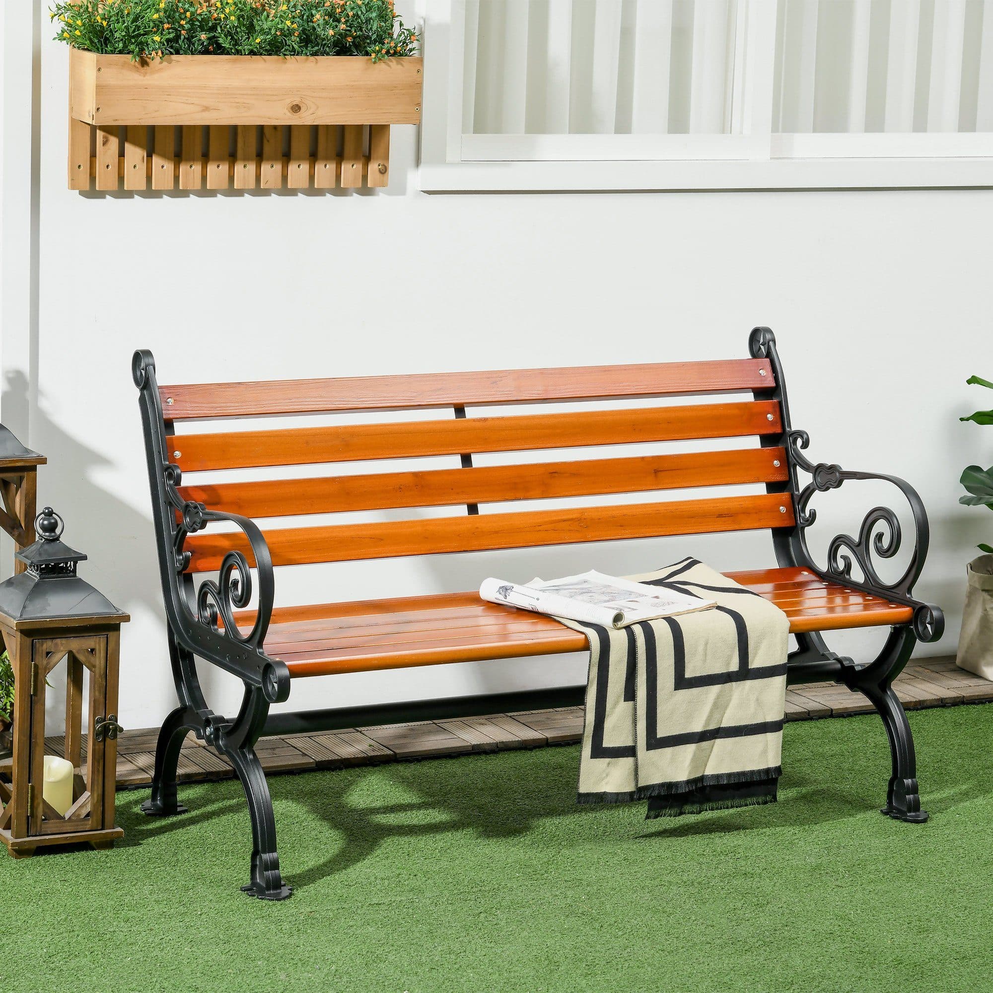 Elegante Gartenbank aus Aluminium und Tannenholz - Bild 2