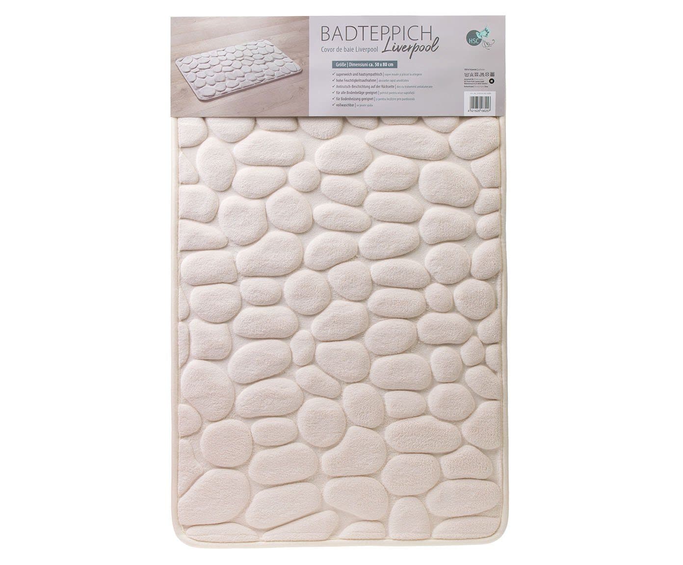 HSC Home-Style-Creation Liverpool Badteppich Memory Schaum Beige