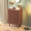 PXloue Kommode Holz Braun 4 Schubladen Sideboard Bild 2