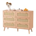PXloue Sideboard Schrank Kommode Kredenz Rattan Küchenschrank 100cm Beige Bild 2