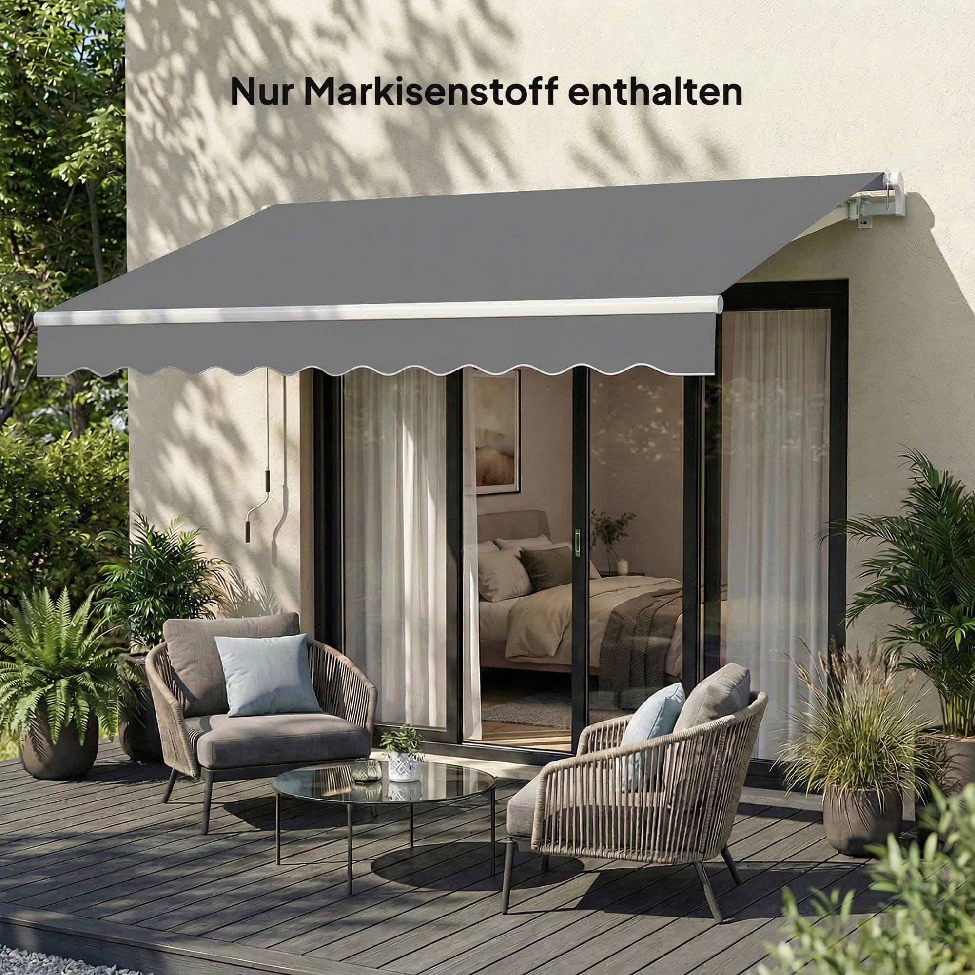 Outsunny Sonnensegel Ersatzstoff Grau UV Schutz 337x250 cm - Bild 2