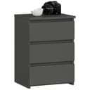 Milord FURNITURE Kommode 3 Schubladen Grau Modern Bild 2