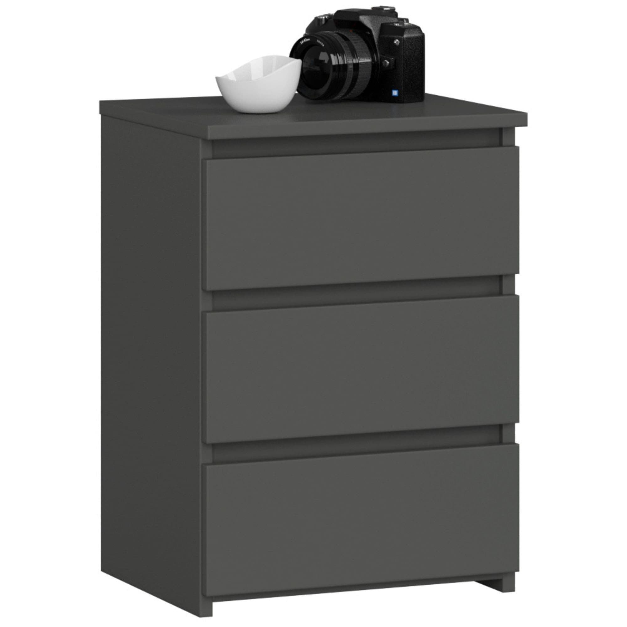 Milord FURNITURE Kommode 3 Schubladen Grau Modern - Bild 2