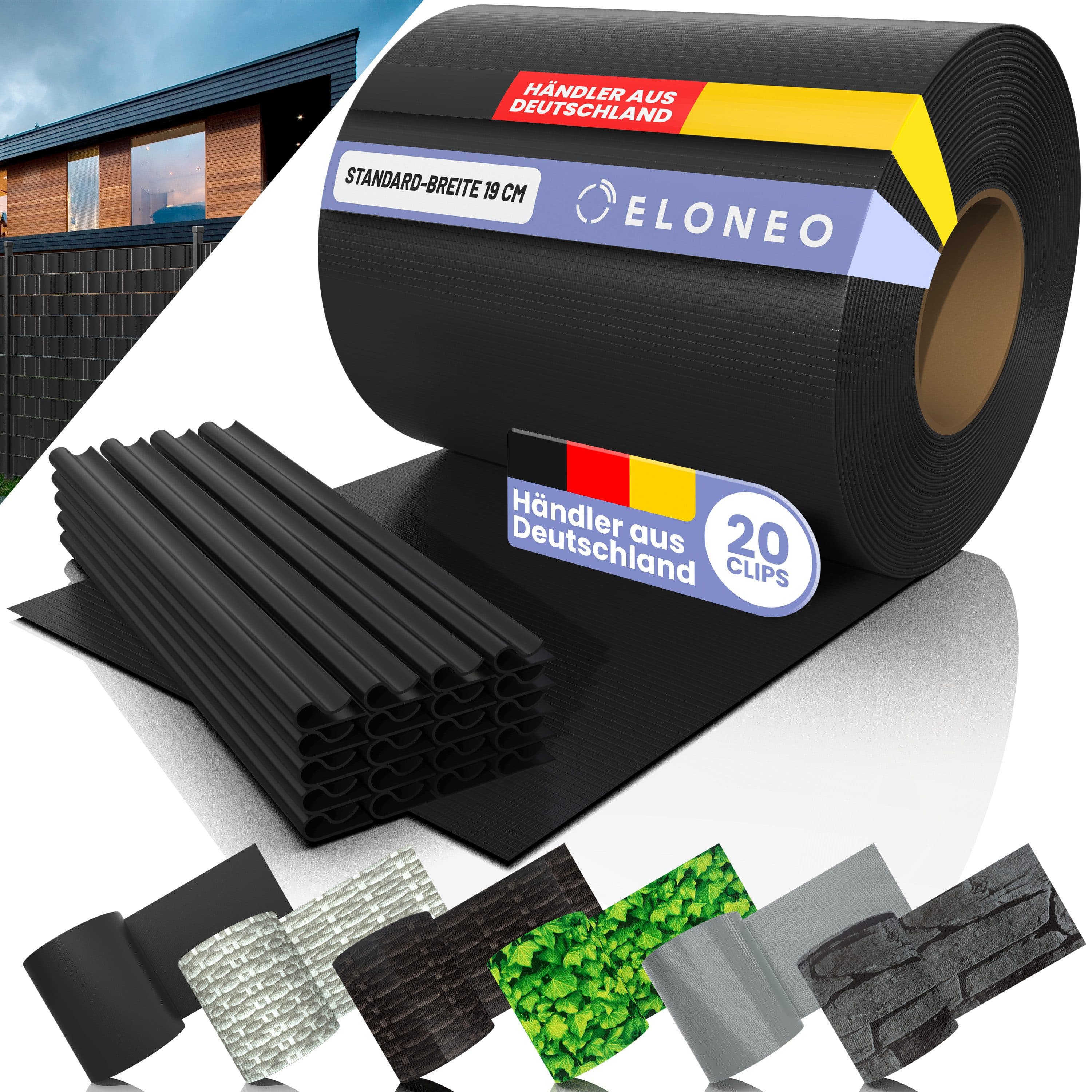 ELONEO PVC Sichtschutzstreifen für Doppelstabmattenzaun 35m x 19cm 1er-Set Dunkelgrau - Bild 2