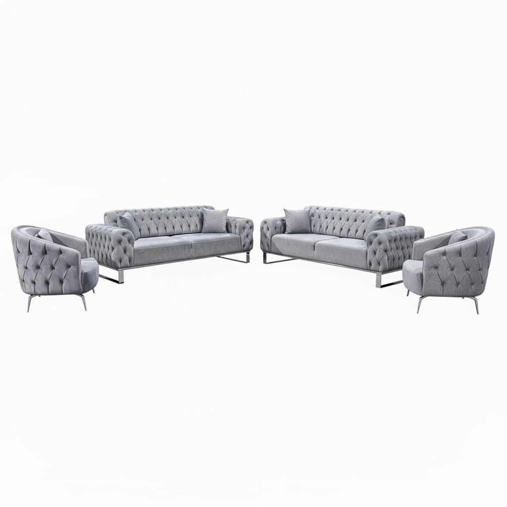 Palms-Store Sofa Set Jumeirah 3-Sitzer+2-Sitzer+Sessel Samtstoff - Bild 2