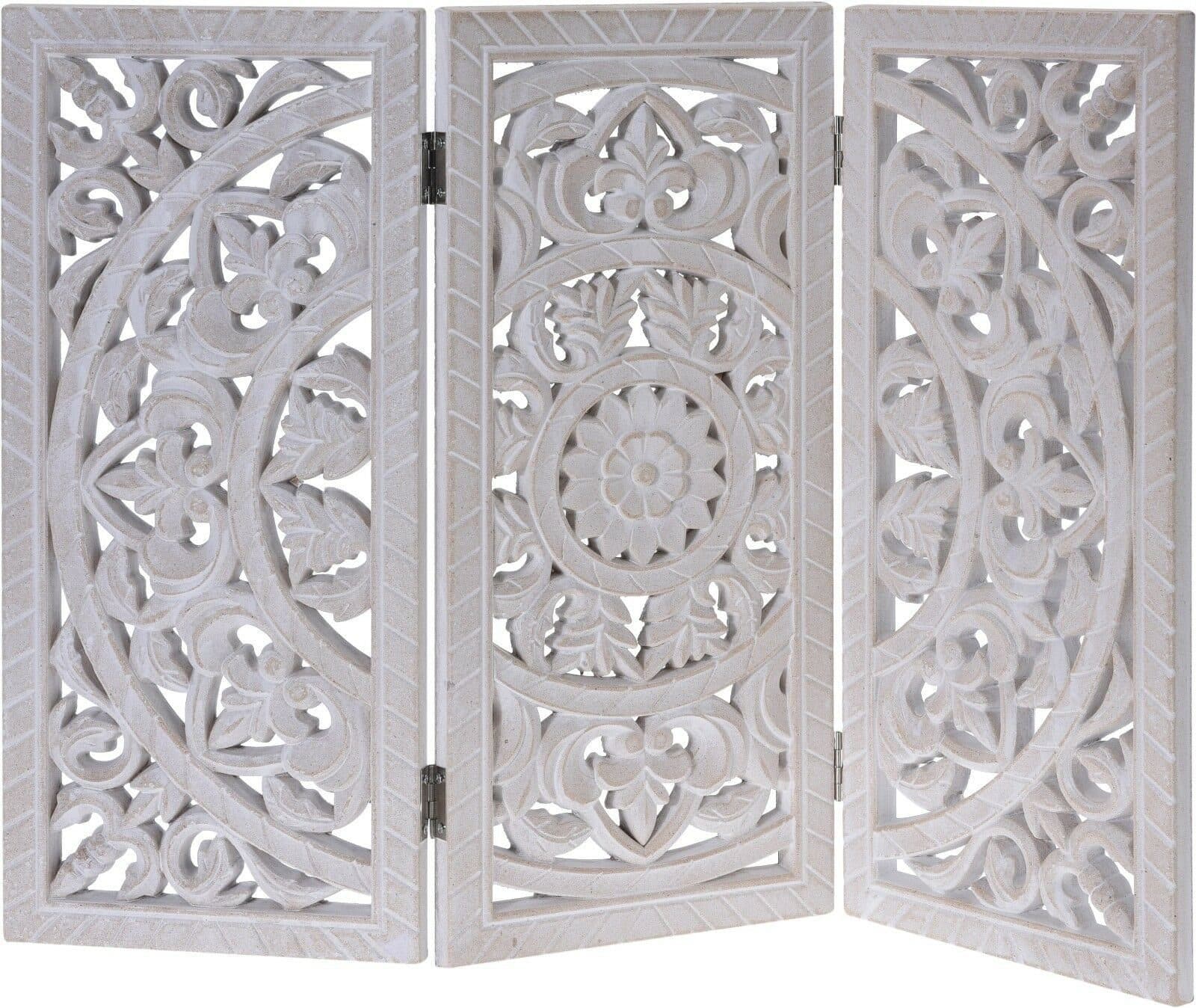 Meinposten Holzornament Weiß 60x45 cm Shabby Mandala