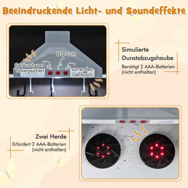 COSTWAY Spielküche mit Lichtern