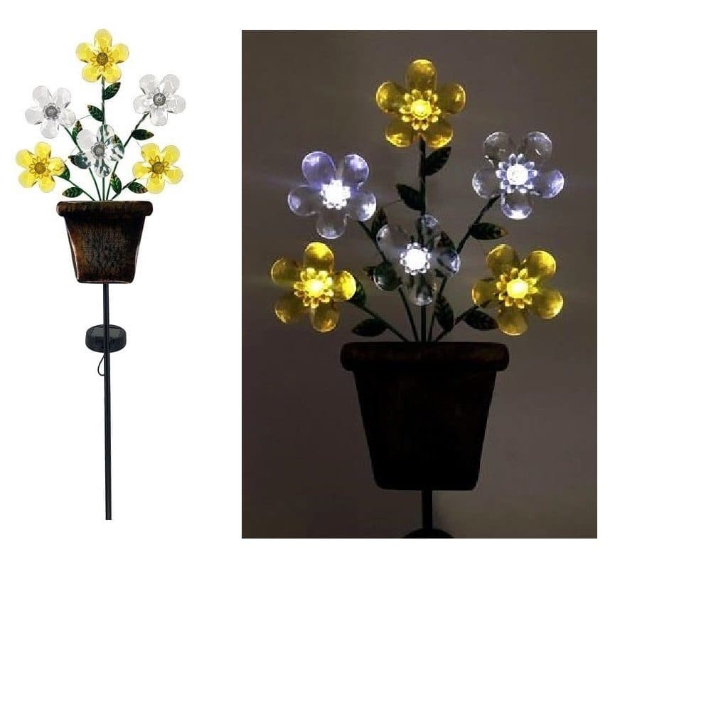 Solar Blumenstrauß im Metalltopf - Gartenfigur mit LED - 92cm - Bild 2