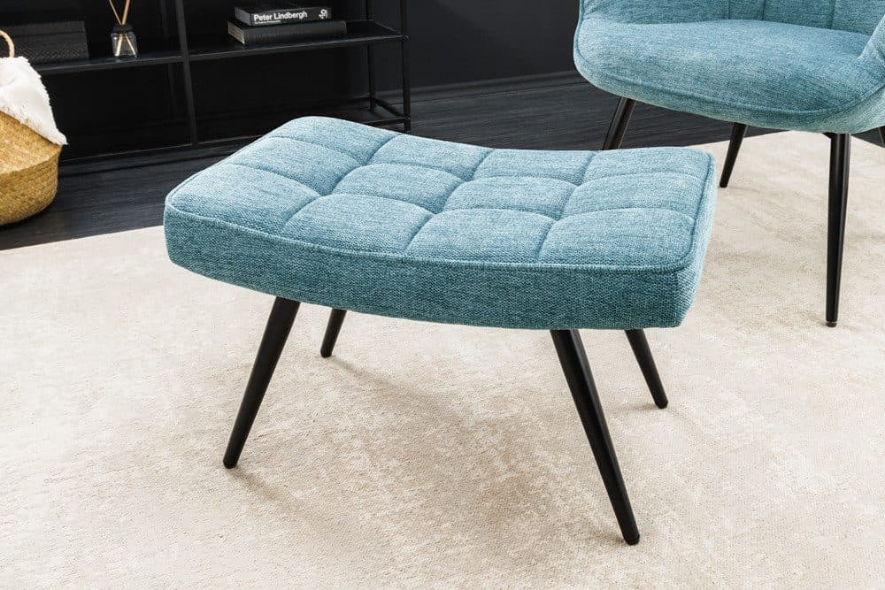 riess-ambiente Fußhocker SCANDINAVIA Blau/Schwarz Strukturstoff Metallbeine - Bild 2