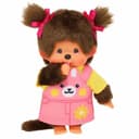 Monchhichi Plüschfigur Mädchen Häschen-Kleid Rosa Zöpfe Bild 2