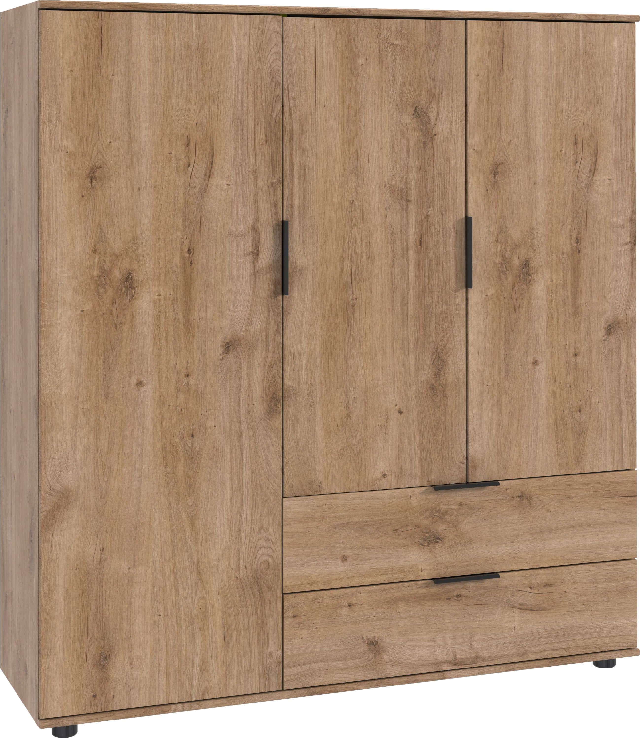 WIMEX Easy Plus Wäscheschrank 130cm 3 Türen 2 Schubladen Plankeneiche - Bild 2