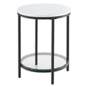 VASAGLE Beistelltisch 2 Ebenen Hartglas Marmoroptik Ø 45 cm Modern Minimalistisch Bild 2