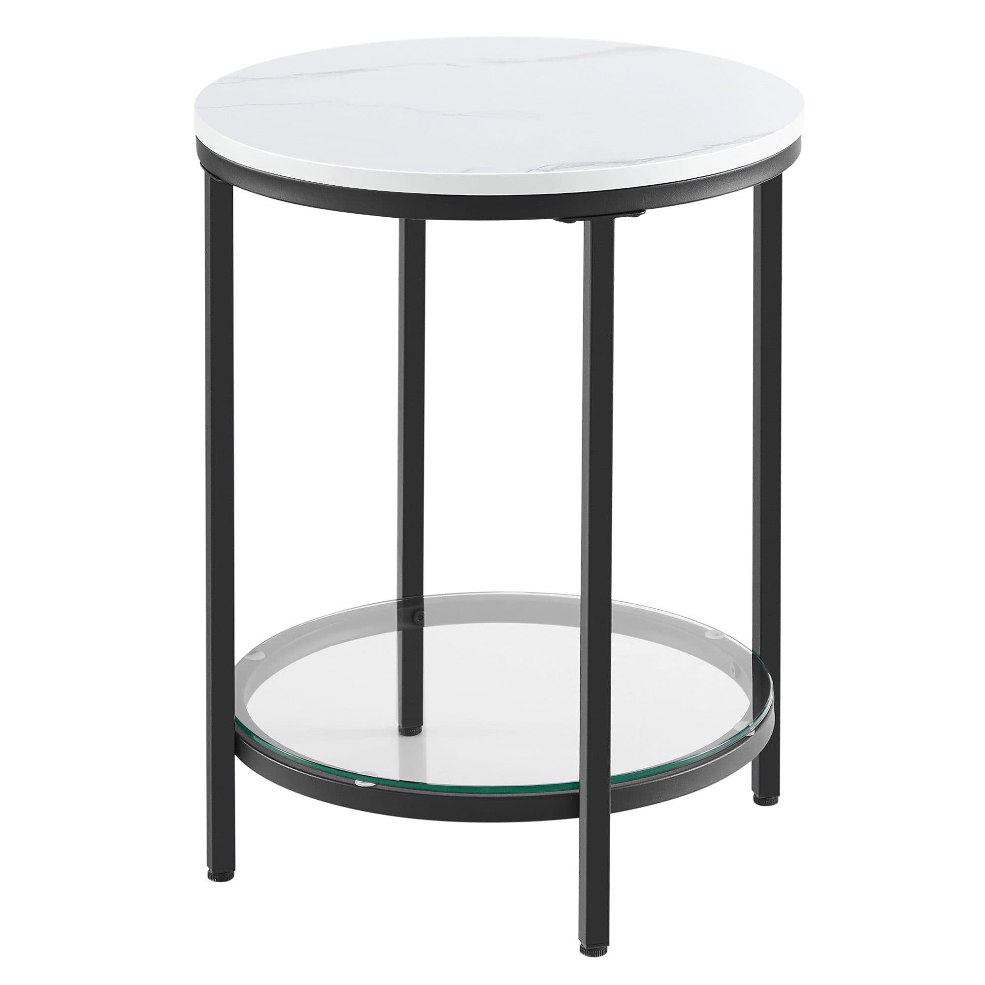 VASAGLE Beistelltisch 2 Ebenen Hartglas Marmoroptik Ø 45 cm Modern Minimalistisch - Bild 2