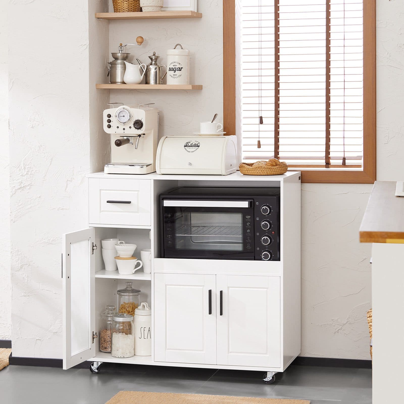 SoBuy Sideboard FSB78 Weiß Modern mit Rollen und Stauraum - Bild 2
