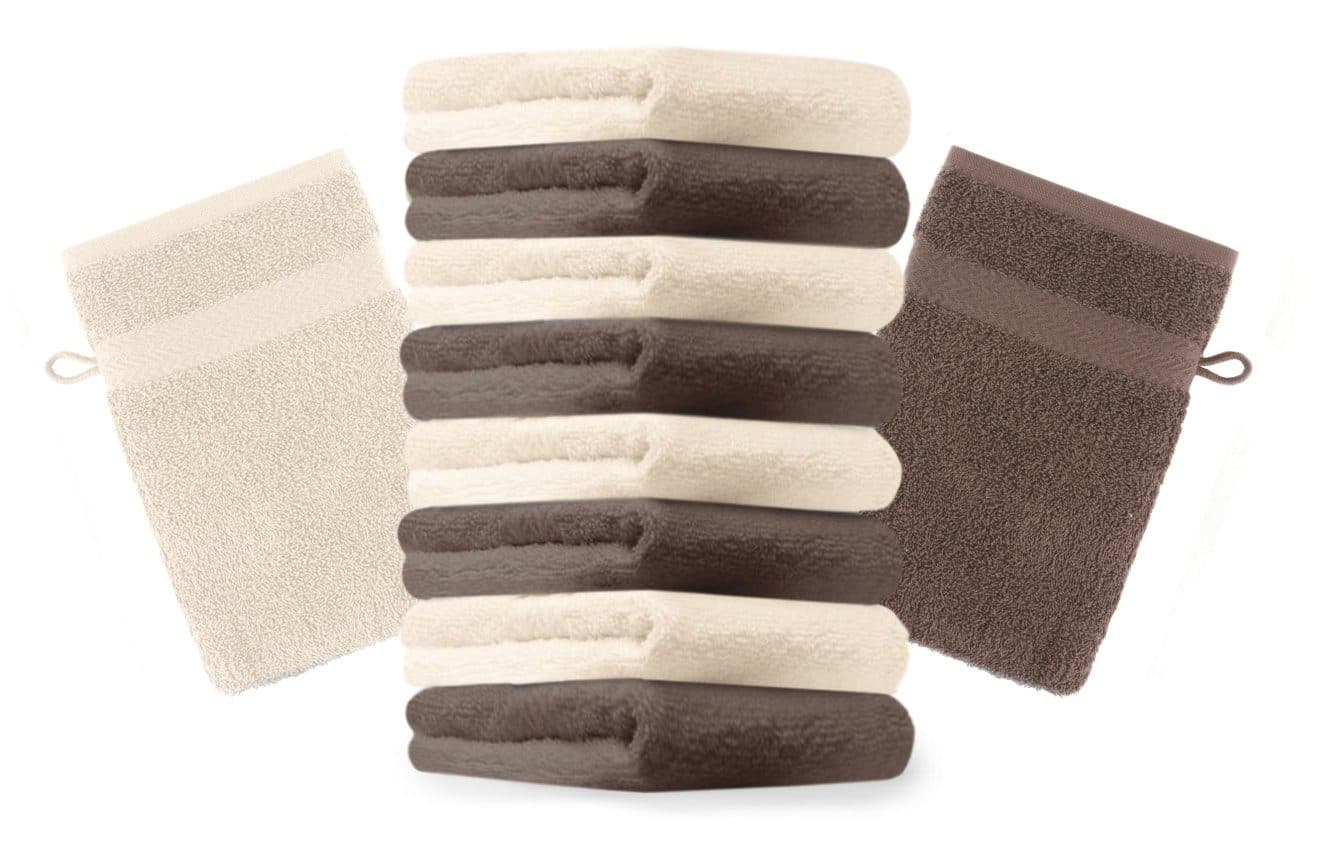 Betz Waschhandschuh 10 Stück Premium 16x21 cm Nussbraun und Beige - Bild 2