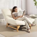 KLAM HOME Relaxsessel Weiß Kordelstoff Ergonomisch Bild 2