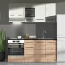 Homestyle4u Küchenzeile 180 cm Weiß Holzoptik Einbauküche Bild 2