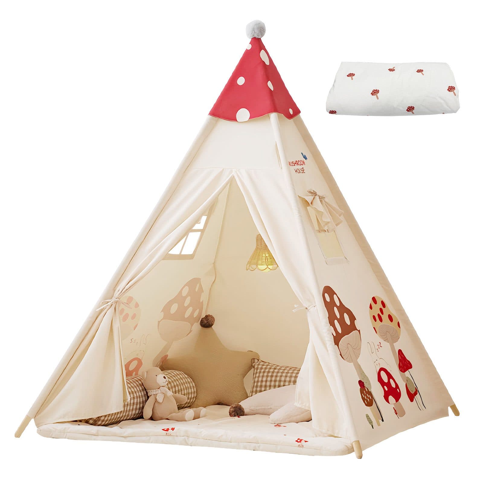 SEHAUSEU Spielzelt Tipi-Zelt Kinderzelt mit Bodenmatte - Bild 2