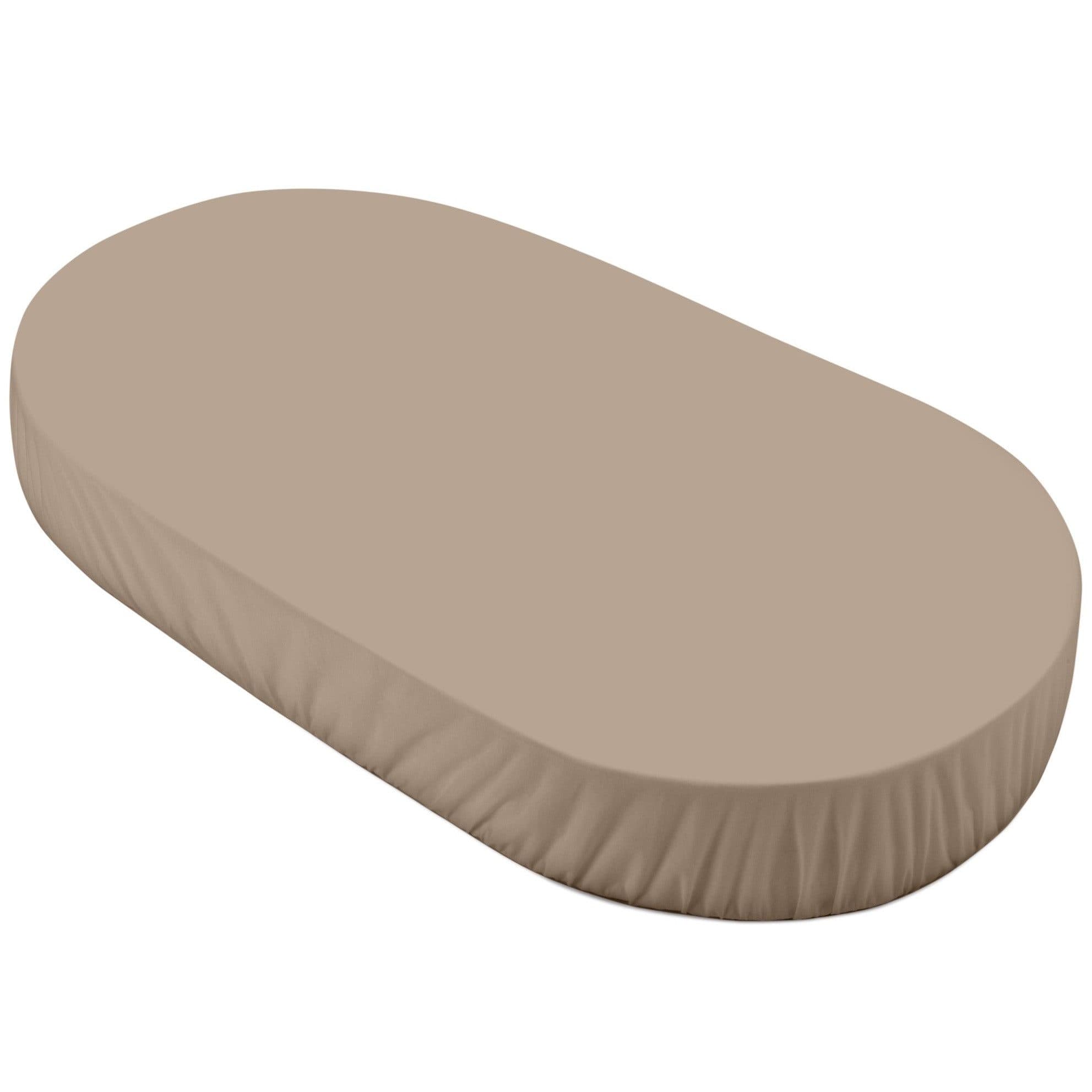 Waldin Spannbettlaken Oval 7in1 Babybett Taupe Jersey-Baumwolle