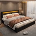 MODFU Polsterbett mit Stauraum und LED-Beleuchtung Schwarz Bild 2