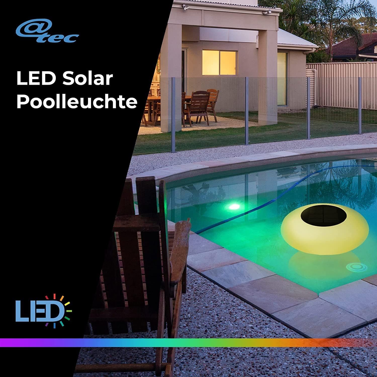 @tec Pool-Lampe LED Solar Schwimmleuchte Teichlampe mit Farbwechsel - Bild 2