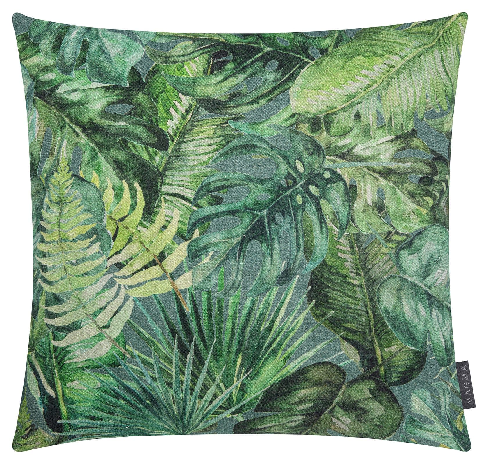 HTI-Living Dekokissen 45x45 cm Palmenblatt Grün Baumwolle Leinen