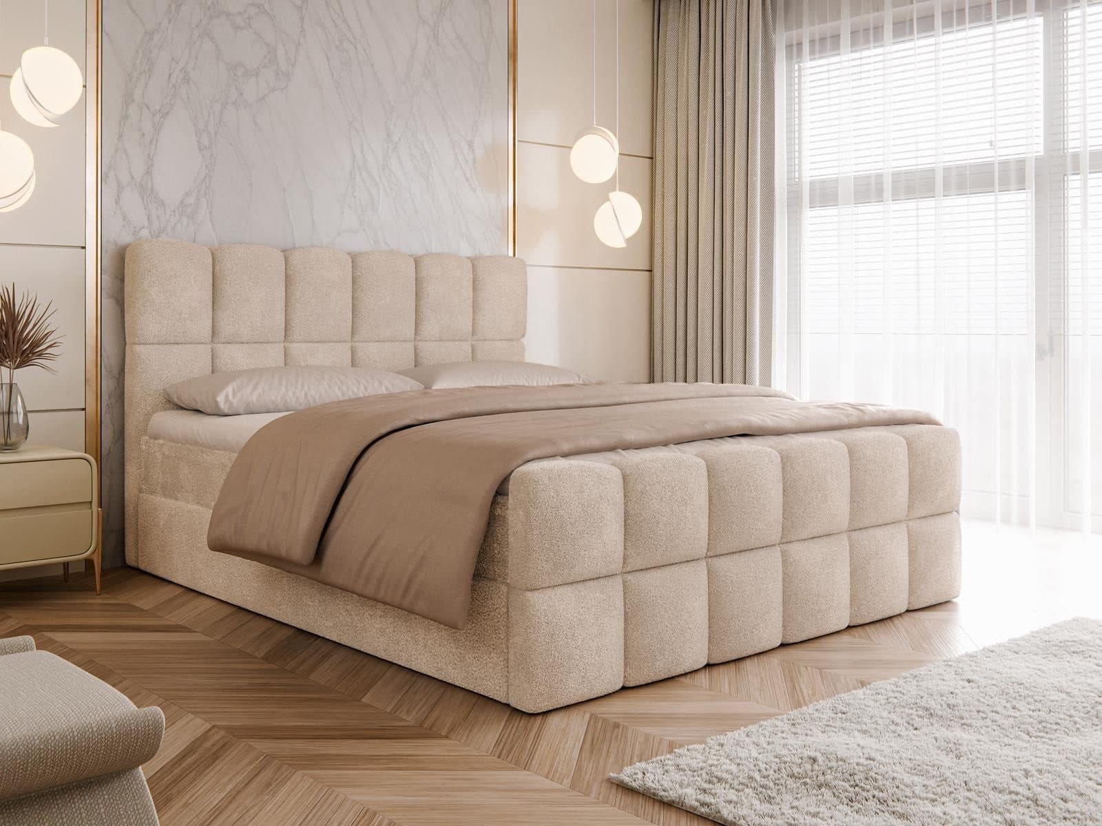 Compleo Boxspringbett Wolkenbett mit Bettkästen Bouclé Beige - Bild 2