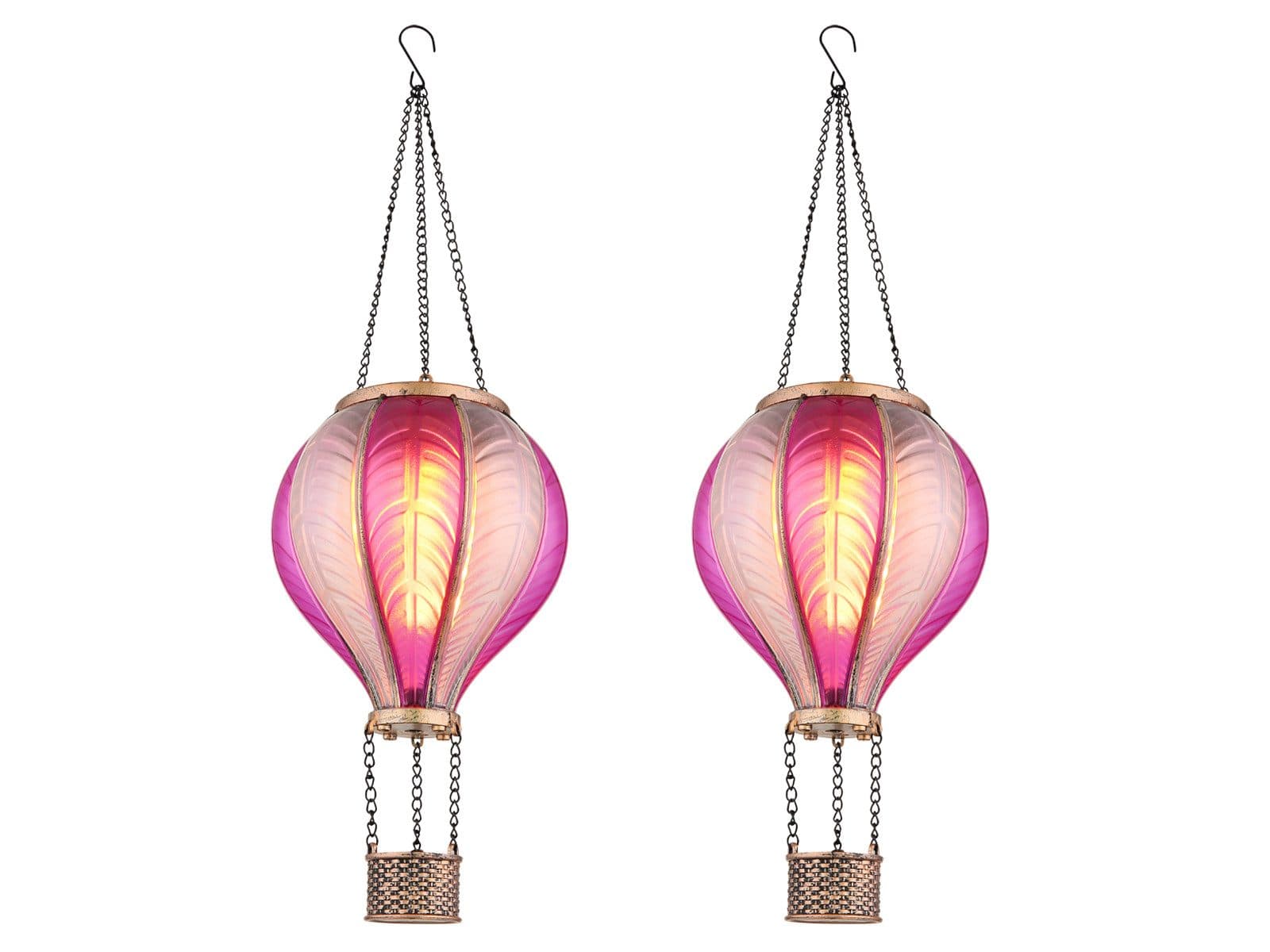 GLOBO LIGHTING Solarleuchte 2er Set Rosa Pink Metall - Bild 2
