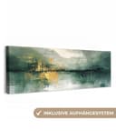 OneMillionCanvasses® Leinwandbild Panorama Grün - Modern - Abstrakt - Gold Bild 2