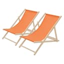 ECD Germany Gartenliege Holz Orange Klappbar 2er Set Bild 2