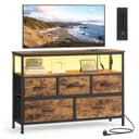 SONGMICS Kommode LED-Beleuchtung Braun-Schwarz Bild 2