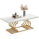 Tribesigns Couchtisch Moderner Faux Marmor Cocktailtisch Gold-Weiß Bild 2