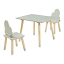 en.casa Kindersitzgruppe 3-tlg. »Hovle« Wolken-Design Mintgrün Kiefernholz+MDF Bild 2