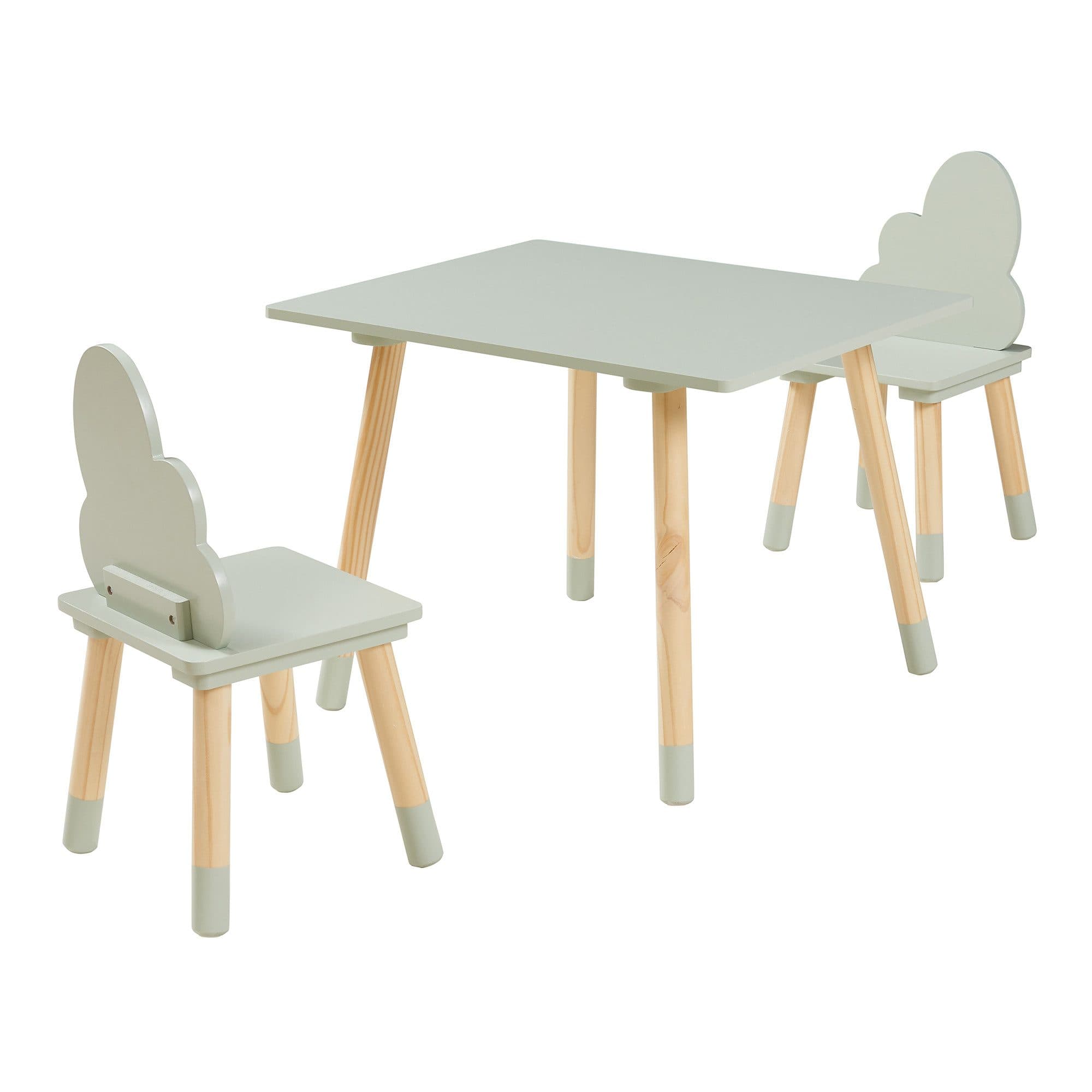 en.casa Kindersitzgruppe 3-tlg. »Hovle« Wolken-Design Mintgrün Kiefernholz+MDF - Bild 2