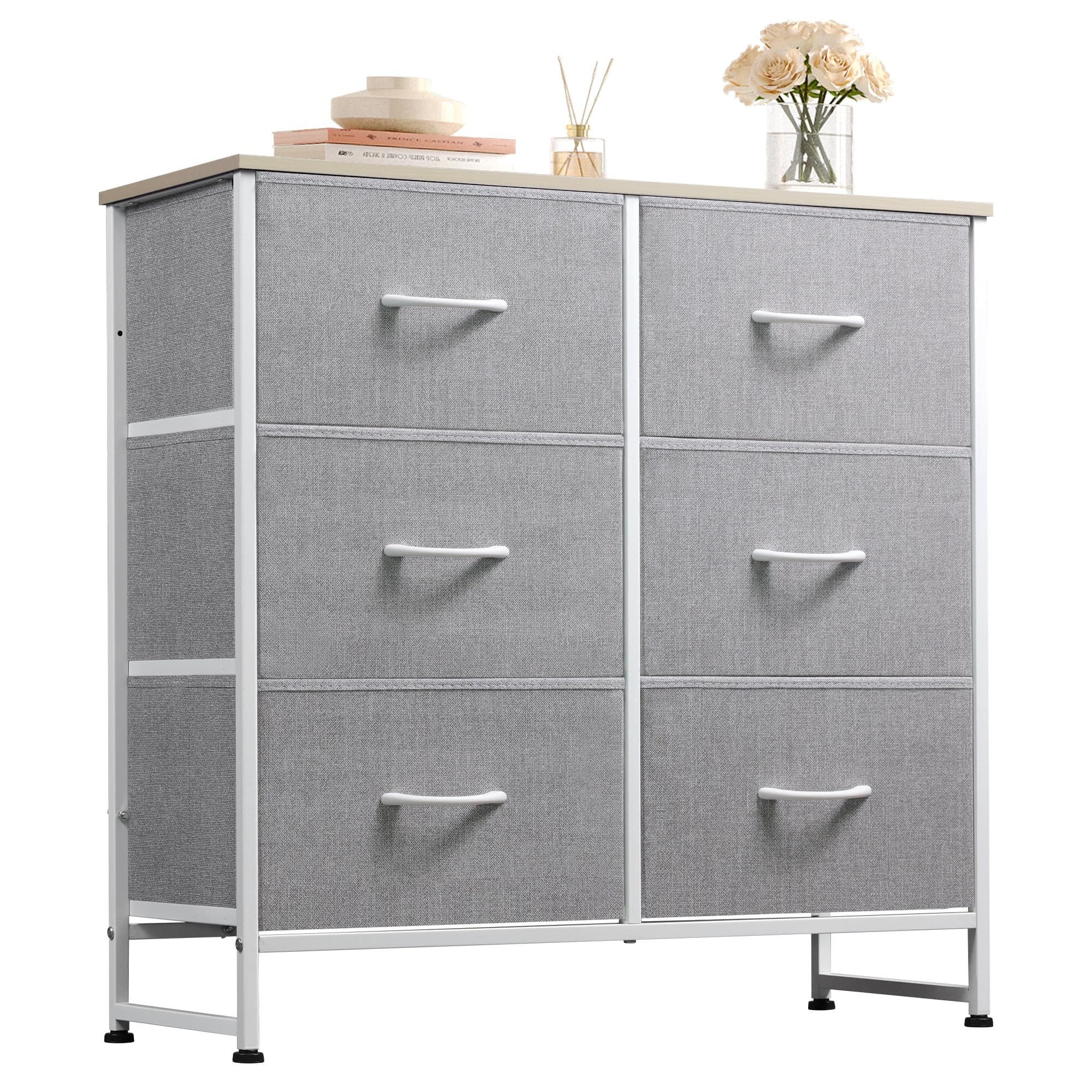 WLIVE Kommode 6 Schubladen Hellgrau Modern - Bild 2