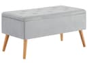 Zedelmaier Sitztruhe Grau mit Stauraum und Holzfüßen Bild 2