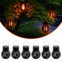 Spetebo LED Solar Laterne 6er Set Schwarz Orange Flammeneffekt Bild 2