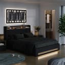 VitaliSpa Polsterbett Christin Anthrazit/Eiche mit LED und USB Bild 2