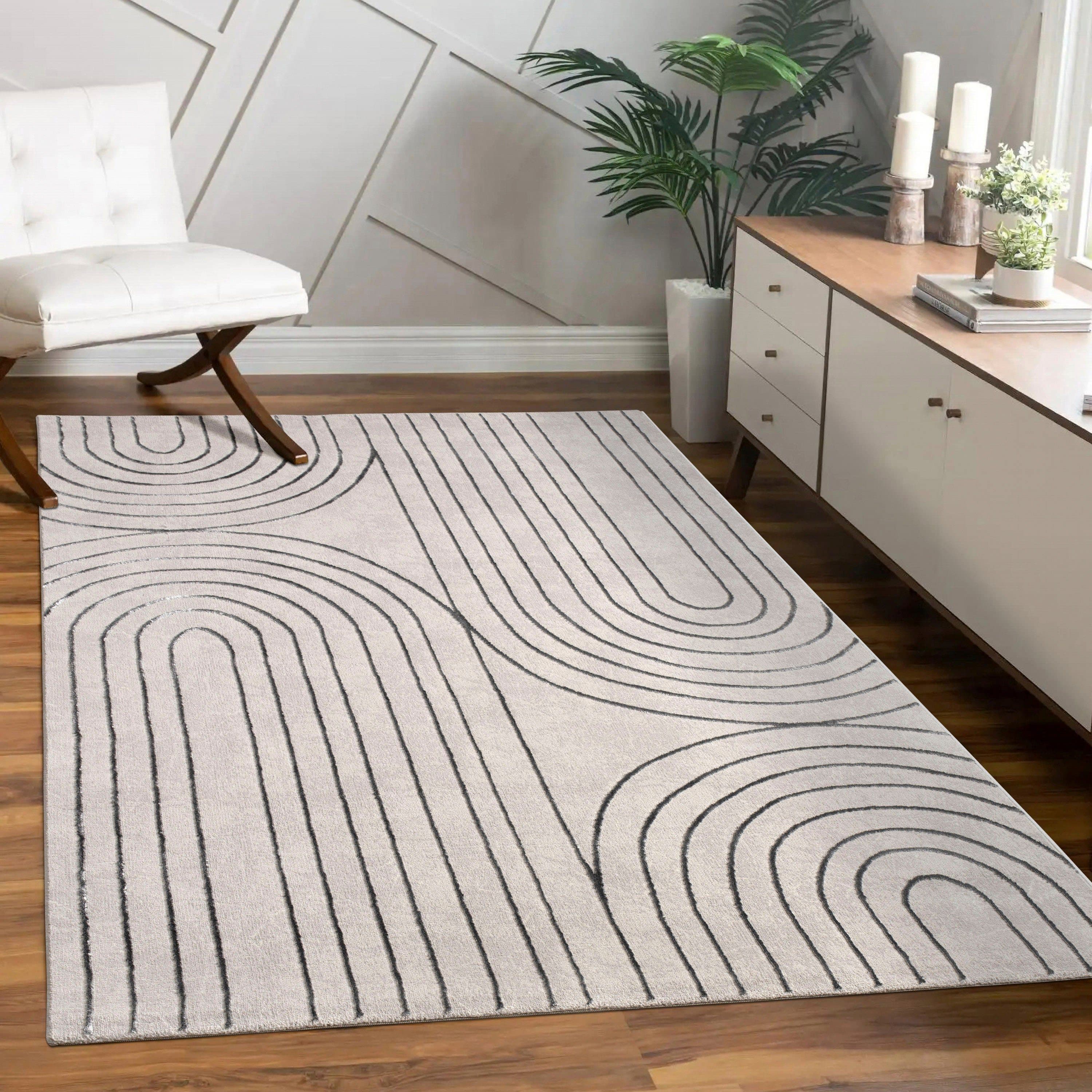 PACO HOME Teppich Tuana 215 Grau Kurzflor Hoch-Tief Struktur - Bild 2