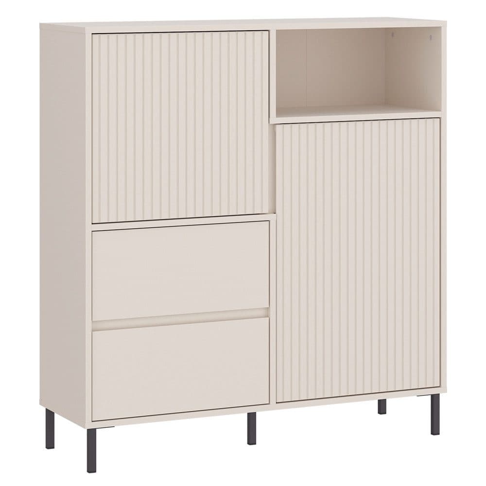 Lomadox Highboard AMELIA-129 Kaschmir mit Rillen 2 Türen 2 Schubladen - Bild 2