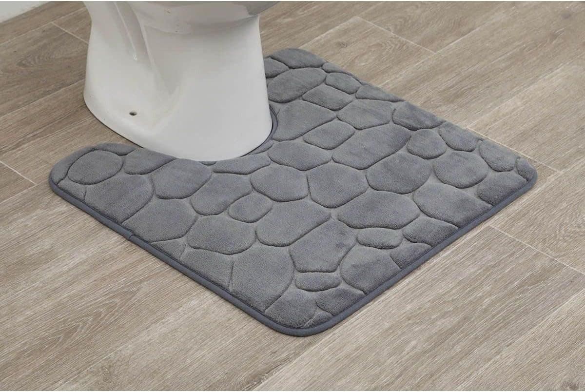 LikeKa WC-Vorleger Grau mit Ausschnitt Memory Foam Badteppich