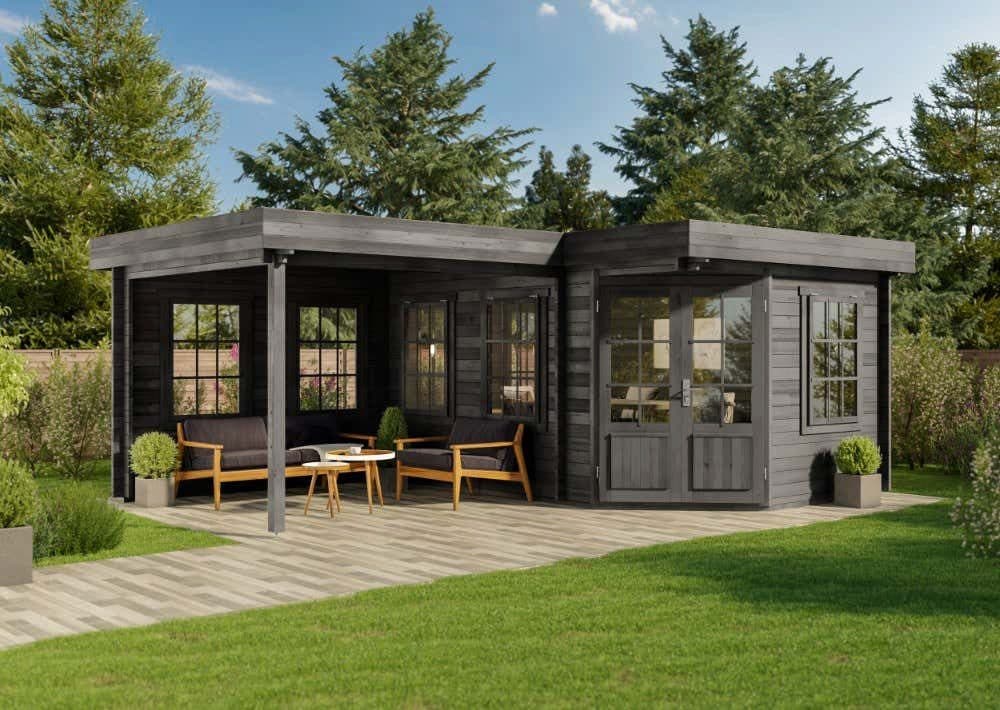 Alpholz Gartenhaus Pepe 5-Eck Grau Imprägniert Komplett-Set - Bild 2
