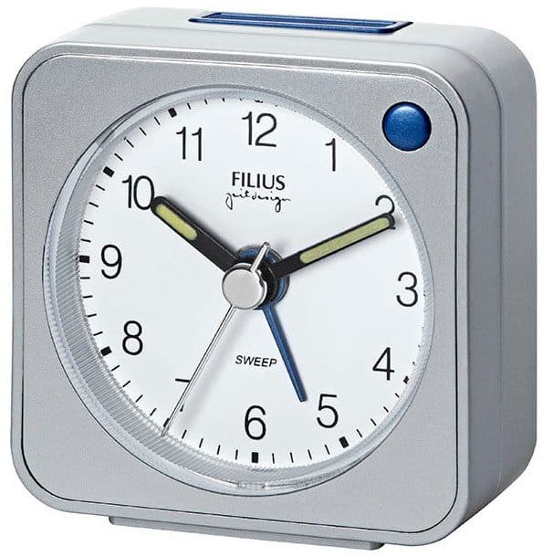 FILIUS ZEITDESIGN Quarzwecker Silber Analog mit Snooze und Beleuchtung