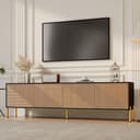Merax Lowboard Schwarz Gold TV-Schrank Strukturfront Bild 2