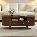 Merax Couchtisch Oval Walnussfarbe Bild 2