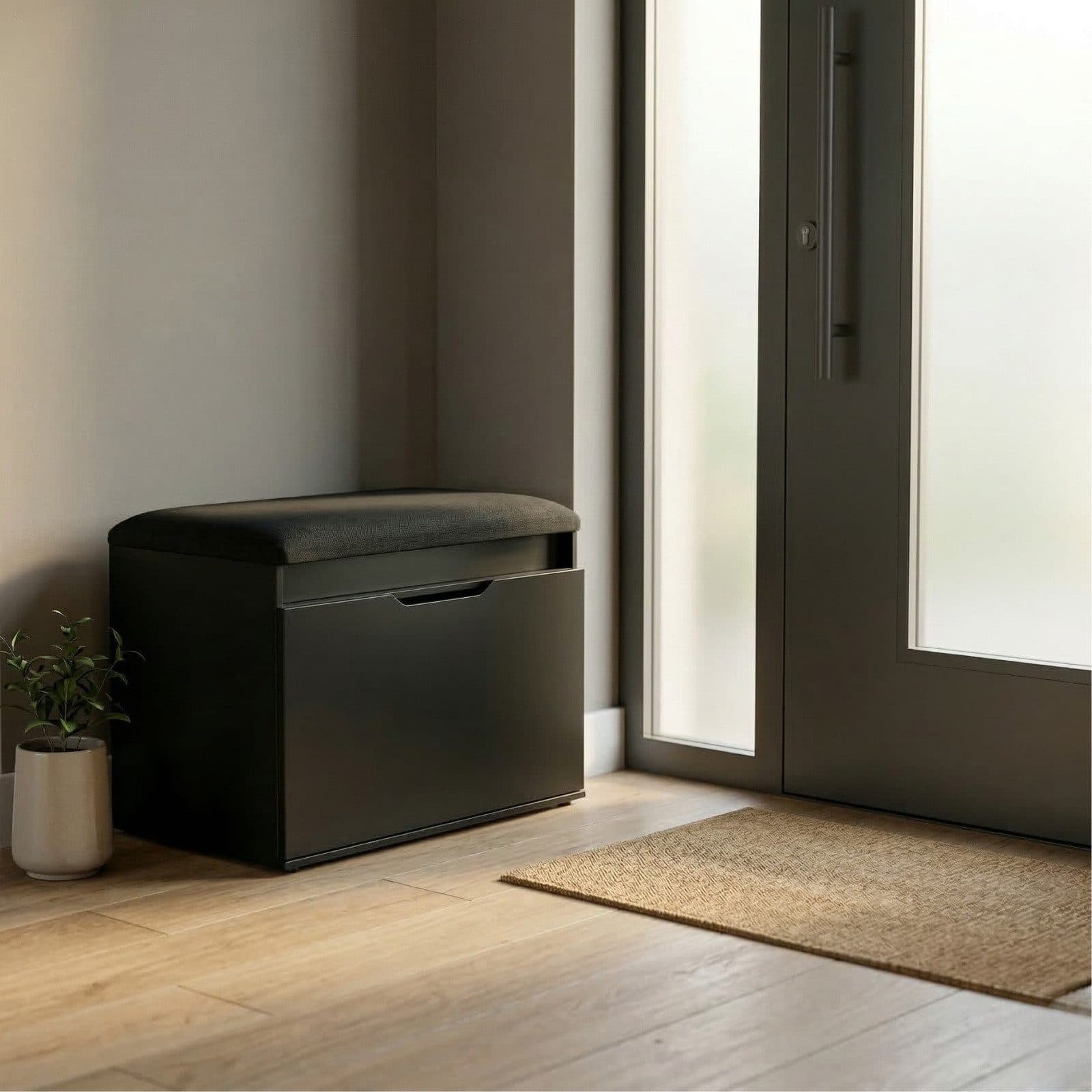 BOXIMO Schuhschrank mit Sitzfläche und Stauraum Schwarz - Bild 2