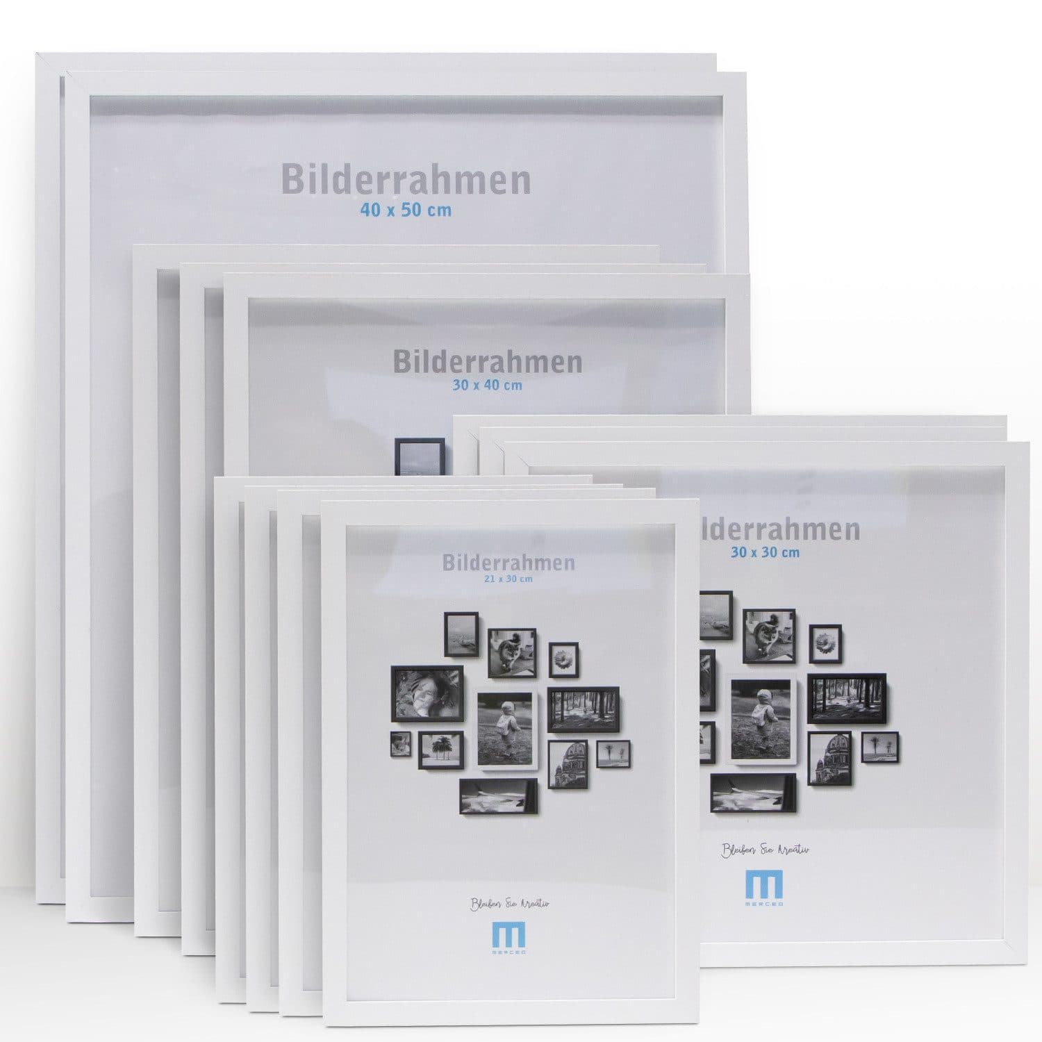 M MERCEO Bilderrahmen-Set 12-tlg. Weiß MDF - Bild 2