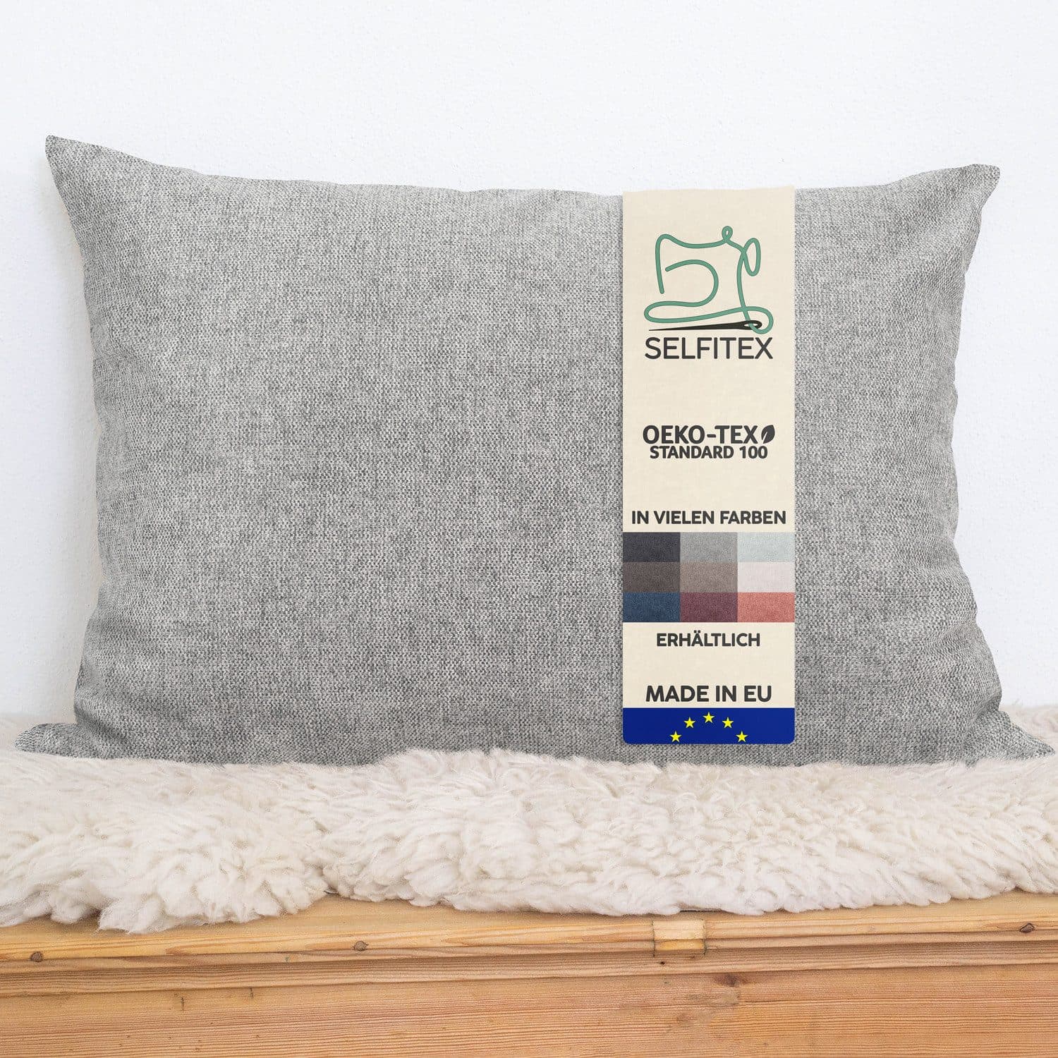 Selfitex Dekokissen Grau Polyester mit Füllung für Sofa und Bett - Bild 2