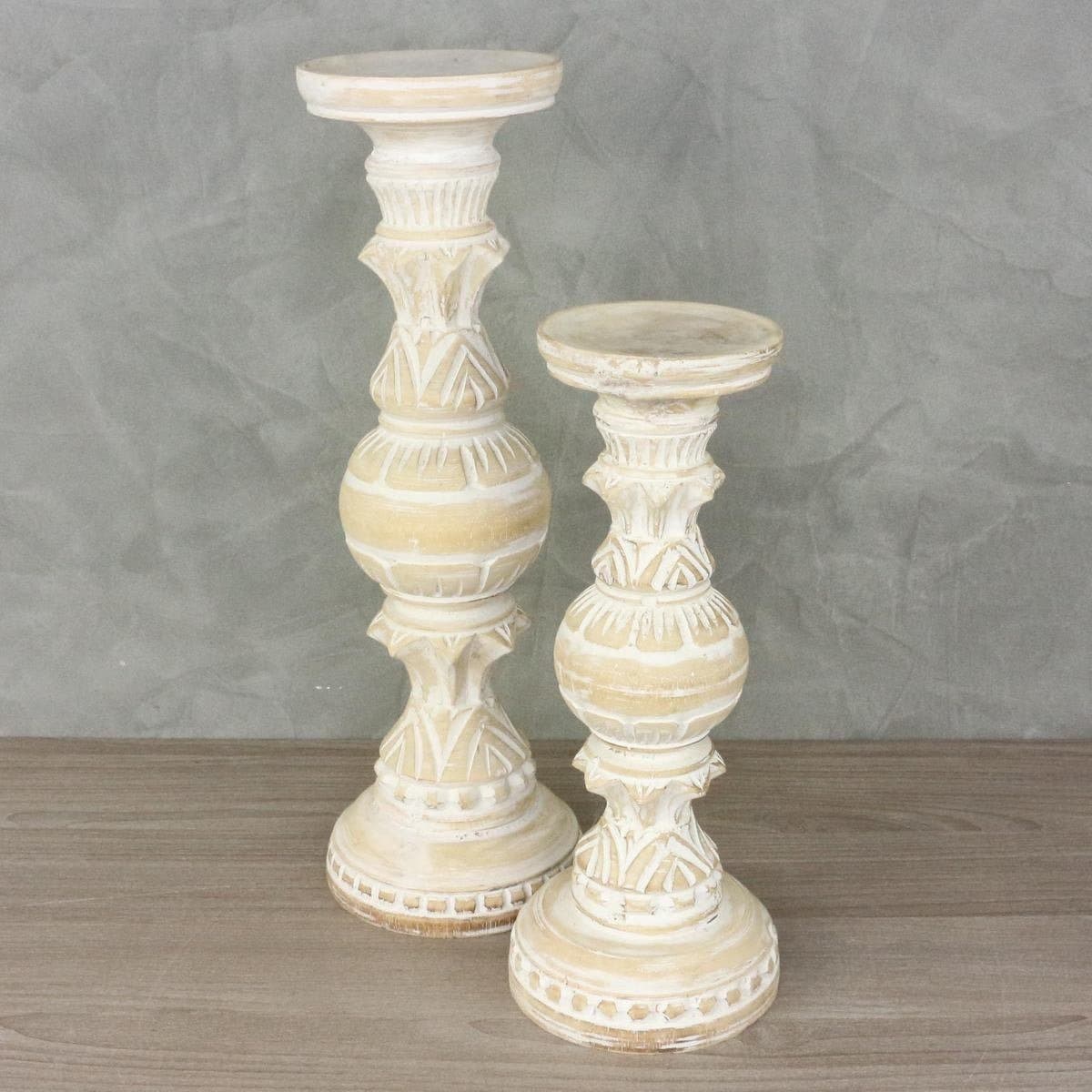 Oriental Galerie 2er Kerzenständer Set Holz Mittel Klein Model 1 - Bild 2