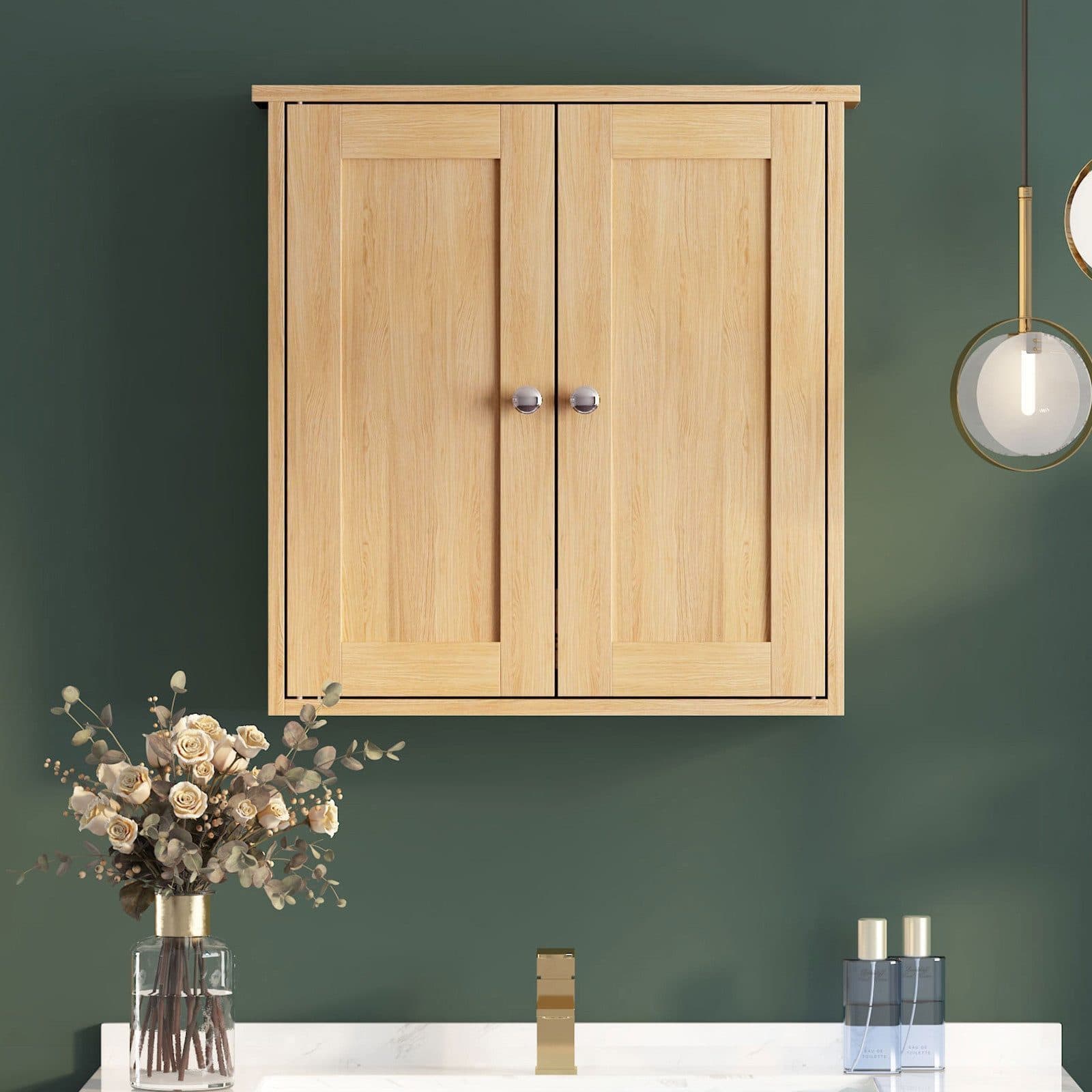 radelldar Hängeschrank Badezimmerschrank Badschrank mit 2 Türen und feuchtigkeitsbeständig - Bild 2